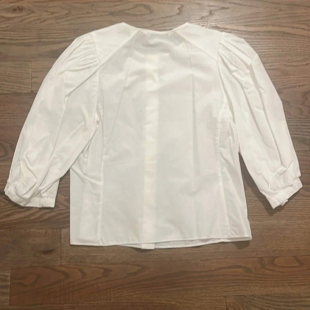 Zara white poplin puff sleeve top size Small GUC